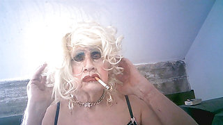Nasty old skanky tart barmaid, Sarah slut, smokes for you to wank and piss over