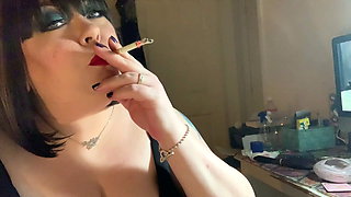 BBW Tina Snua Chain Smoking Cigarettes With Nose Exhales