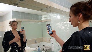 MOMMY4K. Sexy MILF doesnt care about whats going on beyond her bathroom