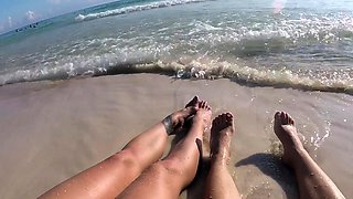 Hot brunette foot fetish play