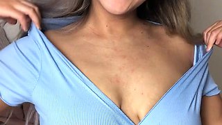 Amateur young teen solo masturbation on her livingroom