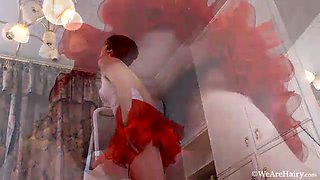 Aria changes a light and then strips naked in bed - WeAreHairy