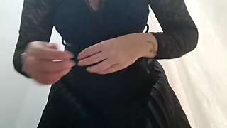 Chubby Italian Stepmother Takes You with Her to a Clothing Store to Try on Leather Clothes