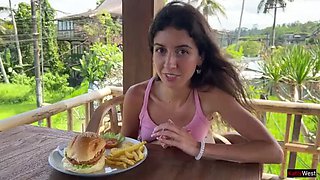 Cum Covered Delight in Public Cafe with Katty West