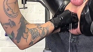 Anal Traning the Rubber Gimp on the Gyn Chair