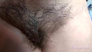 Hairy brunette mature GILF grandma Grace solo - Big saggy tits