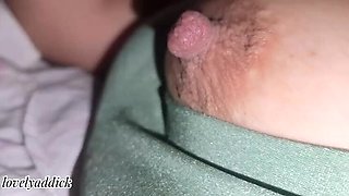 Sleepy Step Sister Under Blanket - Big Tits & Pink Nipples Close Up Voyeur