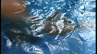 Vintage Redhead Skinny Babe Fucks Another Hot Girl in Pool