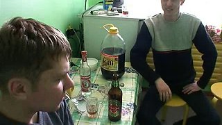 Big tit mamma fucked by 3 young guys in kitchen.