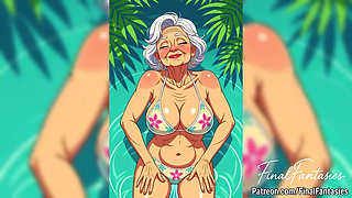 Flirty Animated Grandma in Bikini