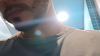 Masturbation and Urination in Street Bathroom