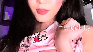 Glamour babe with big boobs masturbates in lingerie