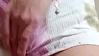 Skinny Schoolgirl Masturbates in Her Clothes in the Morning Before School