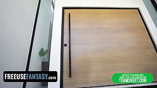 Stringent single stepfather hires a new live-in babysitter, khloe, to take care of his home and his Big Cock