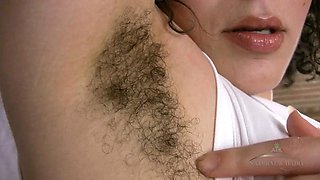 Marie exercises, and exposes her exotic hairy pussy and tits to the viewers: Porn