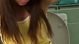 Kinky Brunette Pepper Pissing and Playing in the Bathroom