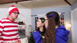 Trick or treat foursome with girlfriends
