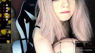 Blonde tight pussy babe solo toy fun in glamour masturbation