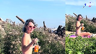 Public beach DT and hookup with a dirty bi-atch - luxurious