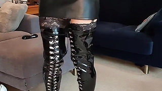 My thigh high pvc boots make me very horny wearing them