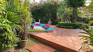 Kira Queen's Outdoor Pool Orgasm Makes You Leak Precum!