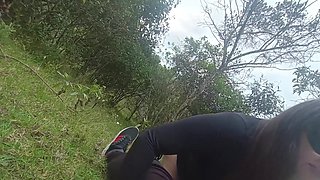 Slutty Latina in the Forest Exposing Her Ass in a Dress and Thongs