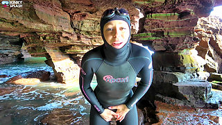 Wetsuit Cave Encounter: Secret Fun with Mysterious Stranger