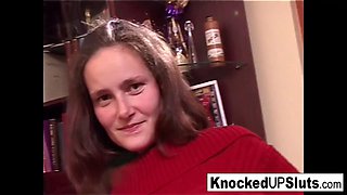Busty pregnant brunette fucks a big black cock