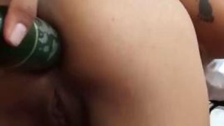 Latina teen self anal fuck with cucumber