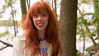 Hot Redhead Jessie Solo Masturbation - Amateur German Girl Plays with Glass Dildo