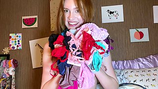 Small titted model in lingerie riding stud