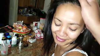 Hot Filipina Wife Deep Anal on Barstool Arizona New Years 2017