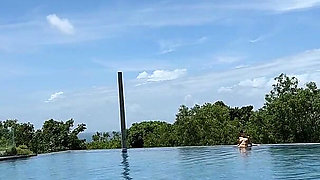 Teasing at the Pool in Micro Bikini, Swimming