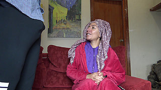 This Turkish Granny Is Shocked!!! I Take Out My Big Black Cock in Front of Her and She Loved It.