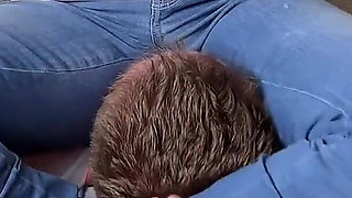 Aggressive Facesitting in Jeans No Escape From Under Me