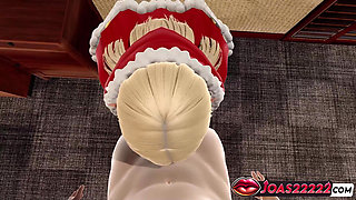 Christmas Elf Making Hottes Blowjob For Big Dick On A Bed 3D Animation Porn