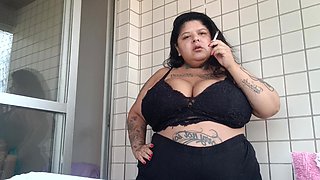 BBW Smoking on Her Balcony