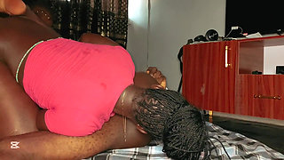 Naughty Ebony Step Daughter Eats Daddy's Ass While Stepmom Is at Work