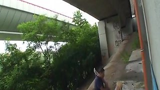 Amazing Blonde German Doll Fucked Under the Bridge