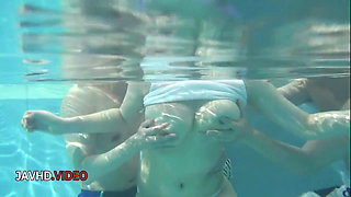 Hot Japanese Blowjob by the Pool: Suzuna Komiya's Big Tits Tease Before Intimate Oral Deli