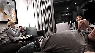 Group sex hardcore double blowjob swallowing cum