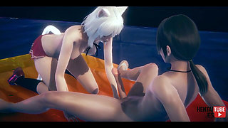 Hentai Kitty Girl Sex in the Swimming Pool - Asian Japanese Manga Anime Porn