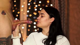 New Year's Eve Party with a Big-Titted Brunette Teen