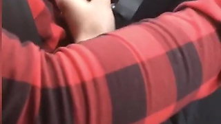 Adorable teen sucks in car