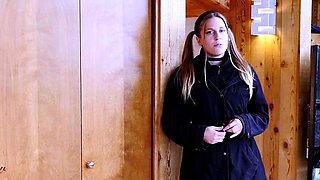 Sexy amateur redhead teen double dildo action