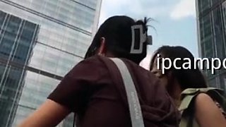 Amateur hottie fucked outdoor in public
