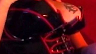 The Latex Maid Teaches Manners with Whips Restraints Peeing Anal Dildo