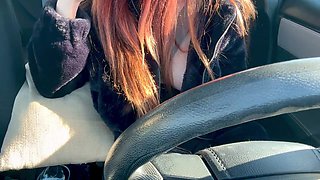 Italian Big Tits Artemisia Love Solo car ride Flashing her Big boobs in the sun hard nipples long hair fetish