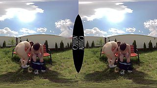 Petite Step Sis Couple's Wild Public Passion on Bench