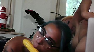 Blonde lesbians masturbating